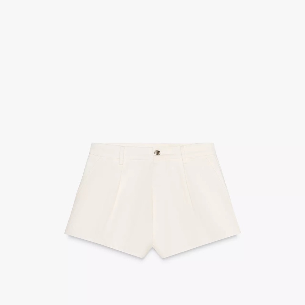 Zara Off-White High-Waist Tailored Shorts